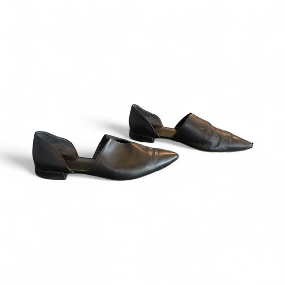 Vince Darlington Black Leather Dorsay Pointed Toe Flats | Womens Size 8 (EU 38) - Picture 1 of 4